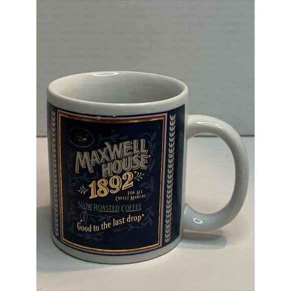 TIN BOX CO MAXWELL HOUSE 1892 Slow Roasted Coffee WHITE MUG - Picture 1 of 7